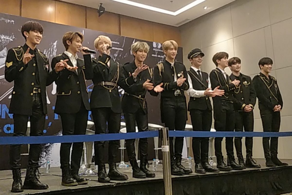 Konferensi pers boyband Stray Kids di ICE BSD, Tangerang, Jumat (25/1/2019) sore.