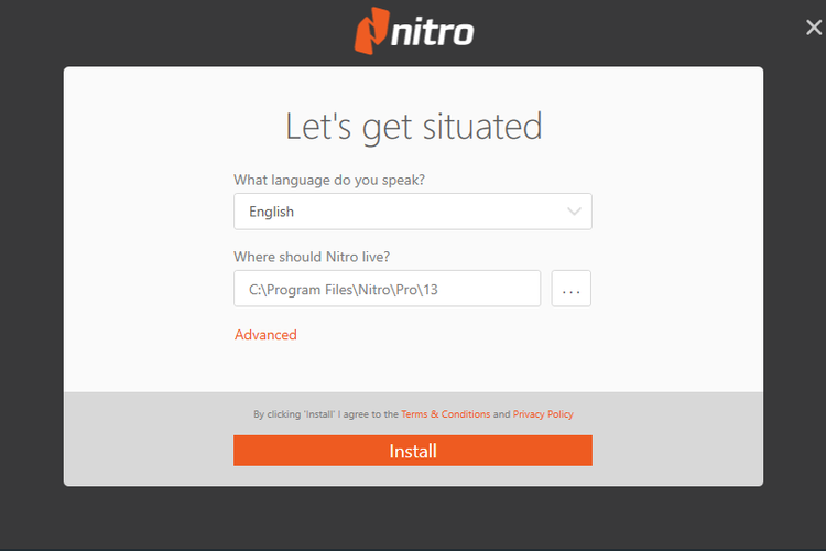 Cara memasang aplikasi Nitro Pro PDF.