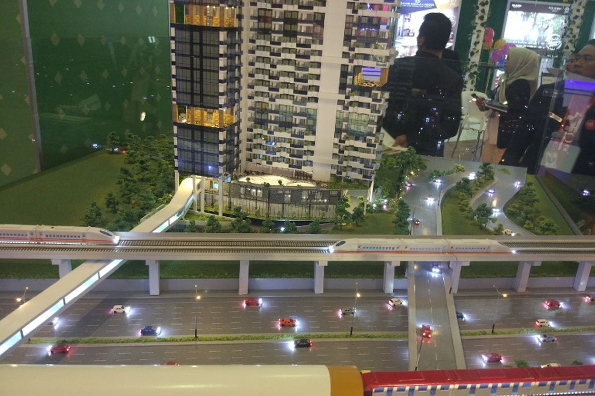 Maket salah satu proyek transit oriented development (TOD) yang dikembangkan Adhi Karya.