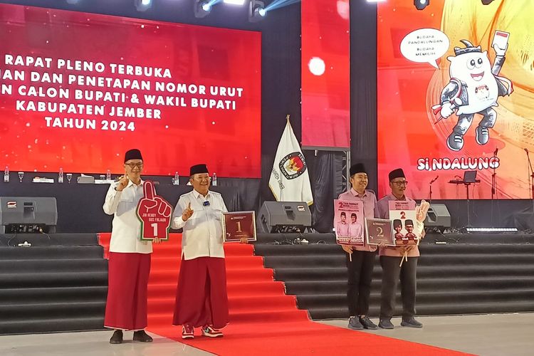 Undian nomor urut Pilkada Jember di aula Universitas dr Soebandi Jember Senin (23/9/2024)