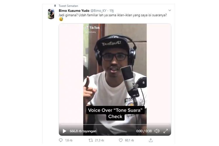 Tangkapan layar twit voice over yang mengisi berbagai iklan di Indonesia