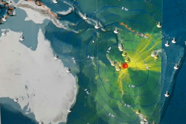 Titik episenter gempa berkekuatan M 7,1 di Samudera Pasifik, Senin pagi (20/11/20170. Gempa ini tidak berpotensi tsunami di Indonesia