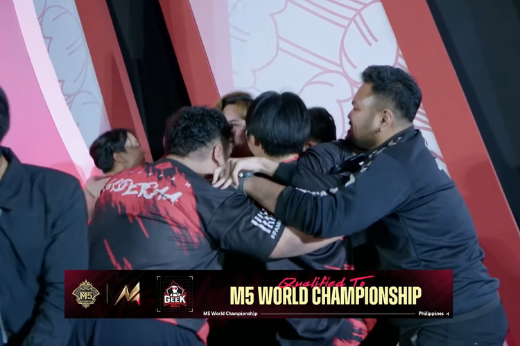 Ilustrasi Geek Fam yang menang melawan Bigetron Alpha di babak Final Lower Bracket MPL ID S12 dan mendapatkan tiket M5 World Championship.