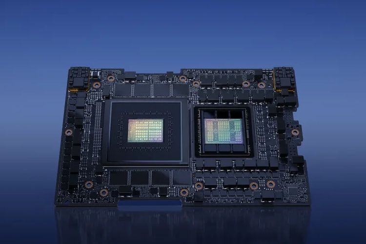 Ilustrasi hardware supercomputer Nvidia DGX GH200.