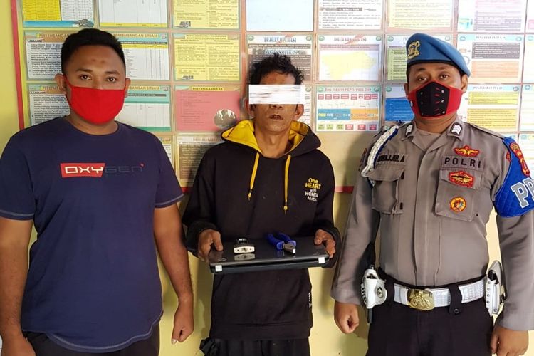 Pencuri laptop di Mapolsek Syamtalira Aron, Kabupaten Aceh Utara, Sabtu (27/6/2020)