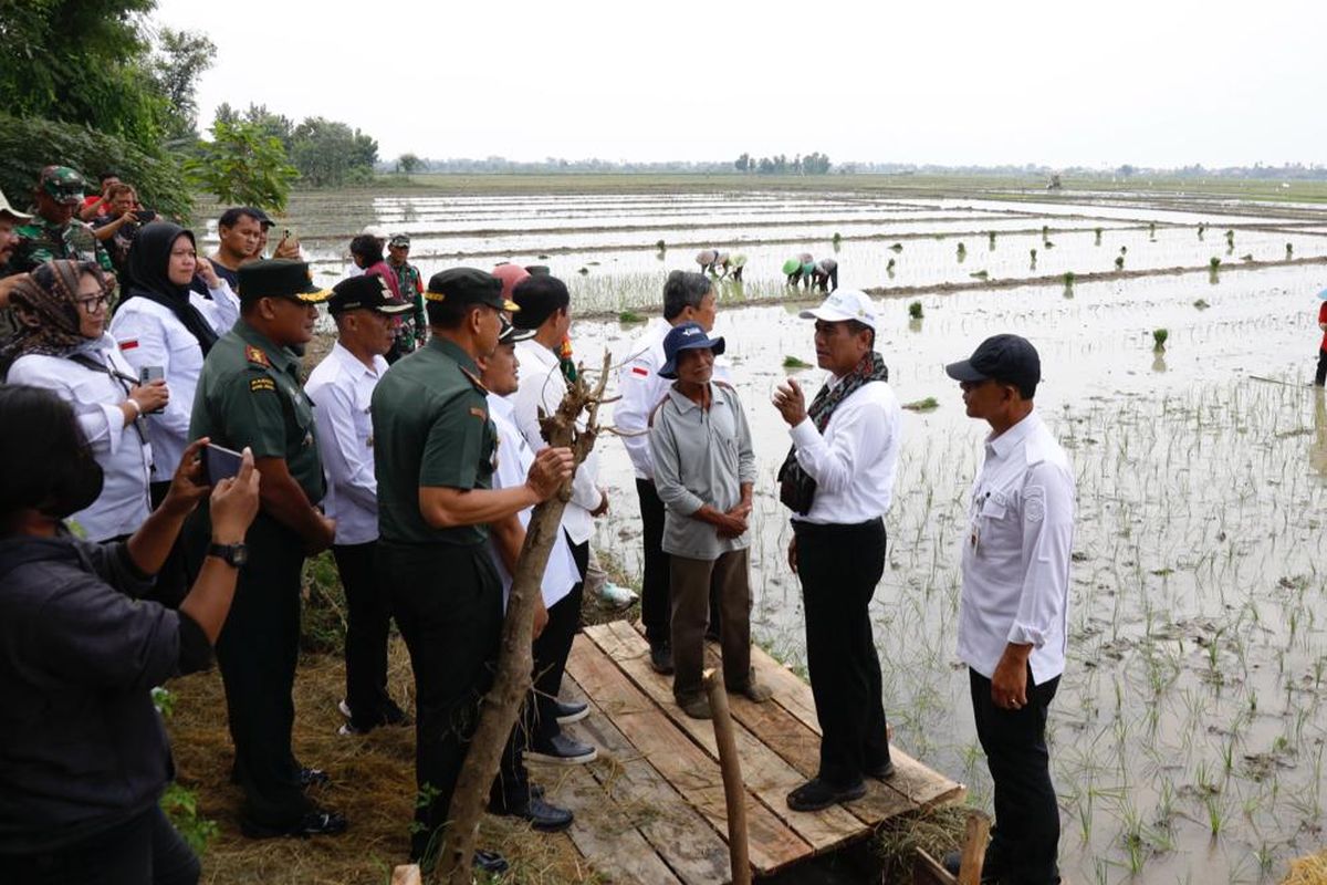 Menteri Pertanian Andi Amran Sulaiman saat meninjau program pompanisasi di Jawa Tengah, Selasa (23/4/2024).