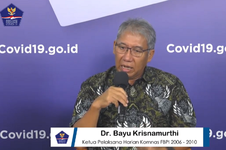 Ketua Pelaksana Harian Komnas Flu Burung dan Pandemi Influenza 2006-2010 Bayu Krisnamurthi dalam diskusi di BNPB, Jumat (10/7/2020).