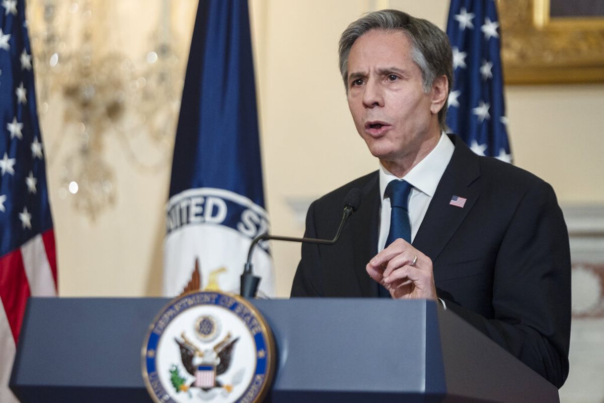 Secretary of State Antony Blinken speaks on foreign policy at the State Department, Wednesday, March 3, 2021 in Washington.