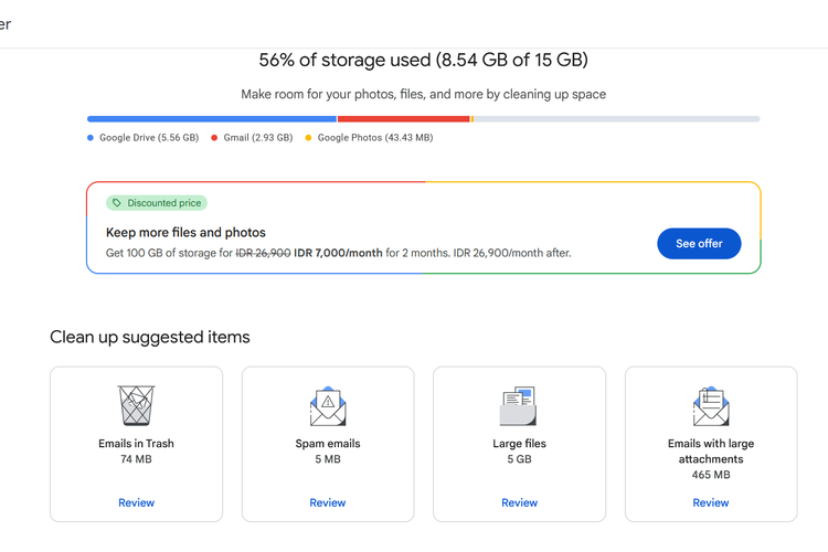 Ilustrasi cara melihat penyimpanan Google digunakan untuk apa saja via Google One.