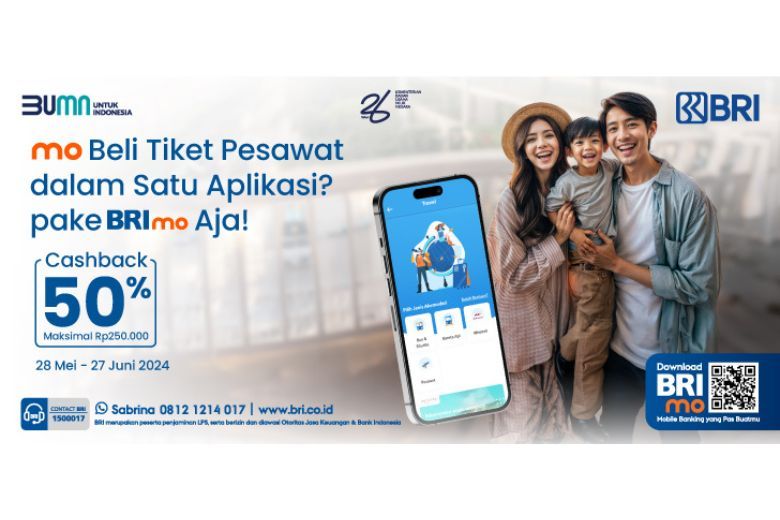 Permudah Liburan, BRI Beri Promo Cashback Pembelian Tiket Pesawat lewat BRImo