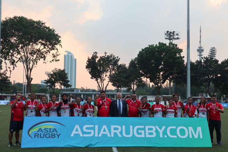 Tim nasional rugby putri Indonesia meraih medali perunggu pada ajang Asia Rugby Sevens Trophy 2019.
