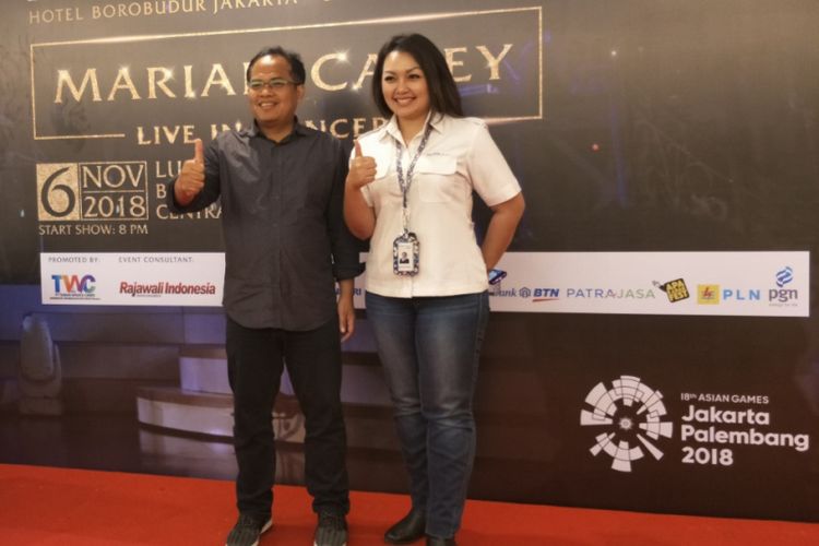Konferensi pers konser Mariah Carey di Hotel Borobudur, Jakarta Pusat, Senin (14/5/2018).