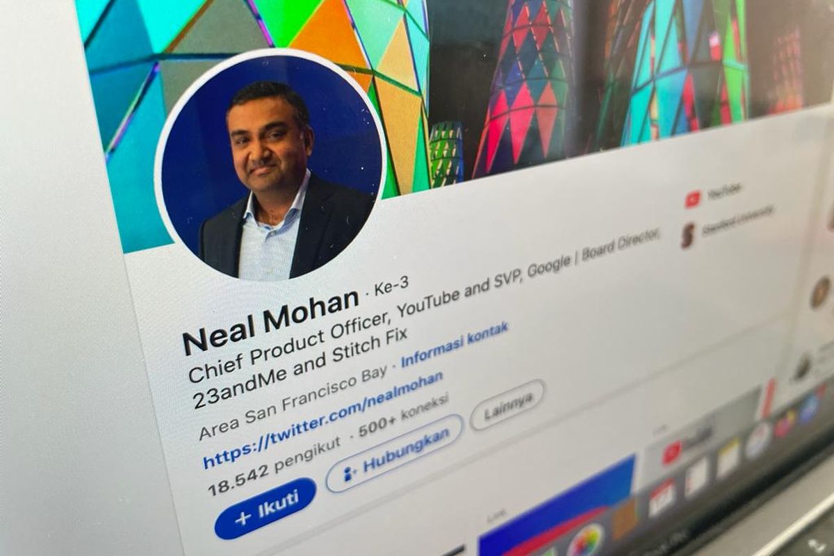 Akun Linkedin milik Neal Mohan yang didapuk sebagai CEO YouTube baru menggantikan Susan Wojcicki.