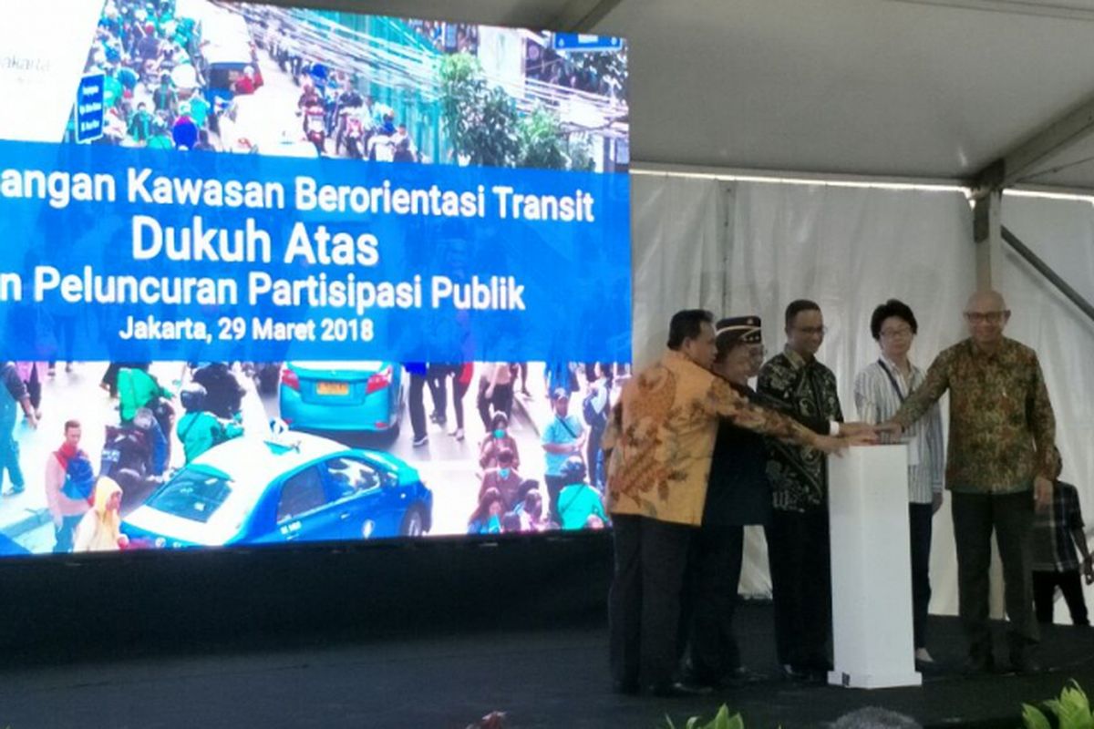 Gubernur DKI Jakarta Anies Baswedan membuka pencanangan kawasan berorientasi transit Dukuh Atas di Jakarta, Kamis (29/3/2018). 