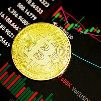 Ilsutrasi aset kripto Bitcoin.