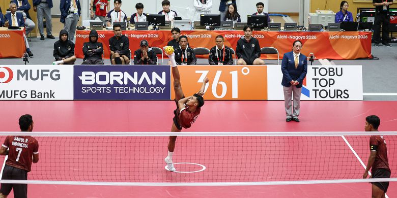 Aksi Timnas Sepak Takraw Indonesia dalam ajang Asian Games 2026 Aichi-Nagoya.