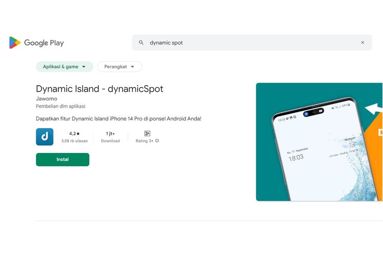 Aplikasi DynamicSpot di Play Store