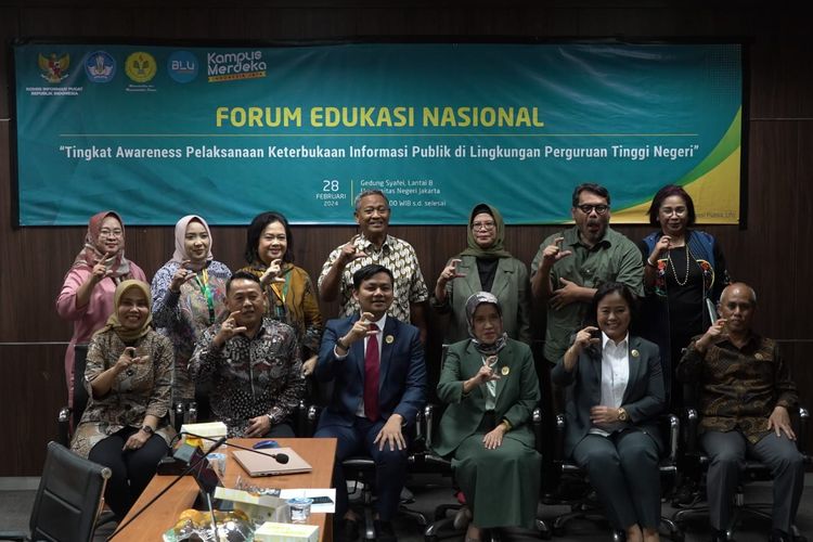 Forum Edukasi Nasional bertajuk Tingkat Awareness Pelaksanaan Keterbukaan Informasi Publik di Lingkungan Perguruan Tinggi Negeri di Kampus A UNJ, Jakarta pada 28 Februari 2024.