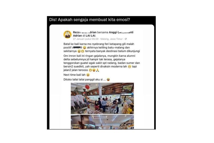 Unggahan yang menampilkan cerita warganet yang beriwisata ke Malang-Batu, meski positif Covid-19