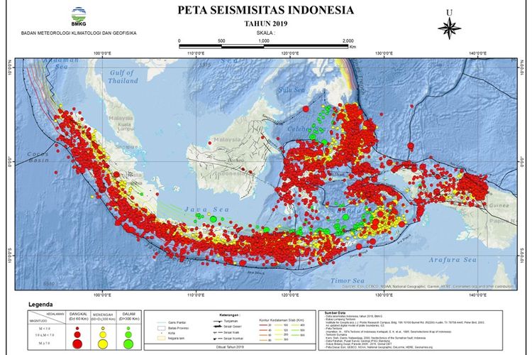 Peta Aktivitas Gempabumi di Indonesia 2019