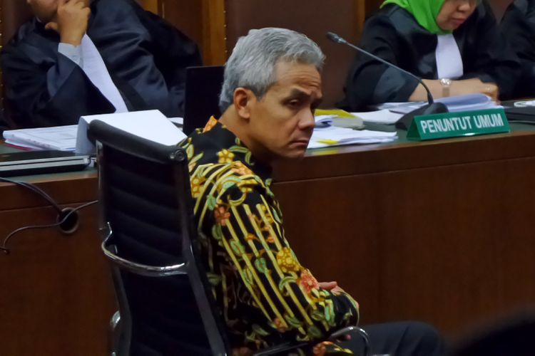 Gubernur Jawa Tengah Ganjar Pranowo bersaksi di Pengadilan Tipikor Jakarta, Kamis (30/3/2017).