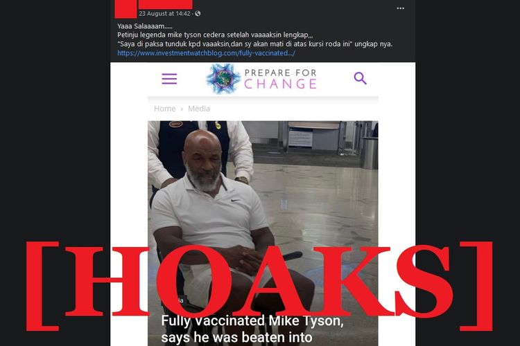 Hoaks mengenai Mike Tyson yang terdampak vaksinasi Covid-19