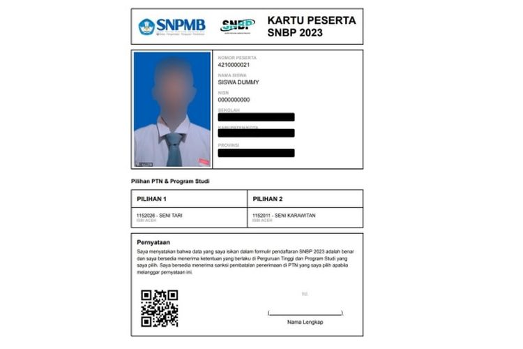 Ilustrasi Kartu Peserta SNBP 2023