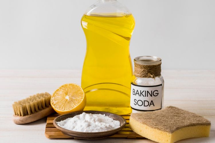 Ilustrasi baking soda atau soda kue untuk membersihkan berbagai permukaan di rumah. 