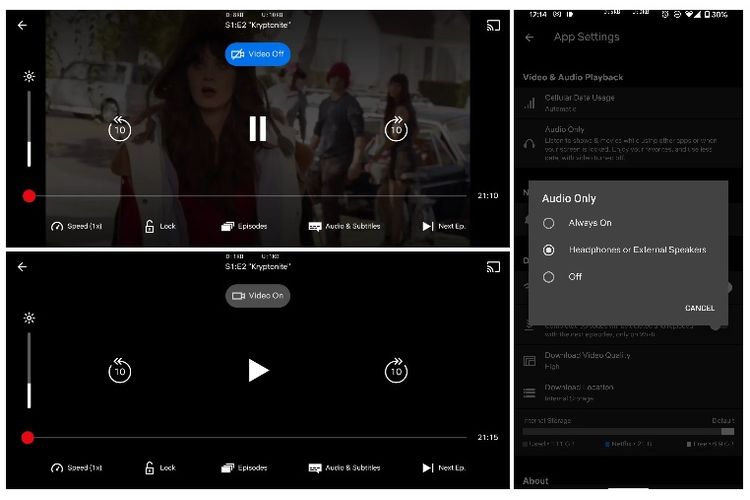 Mode Audio Only pada aplikasi Netflix