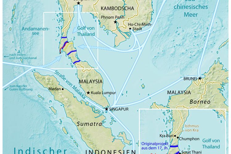 Thailand bangun kanal atau jembatan darat alternatif Selat Malaka yang menghubungkan Samudra Hindia dan Pasifik.