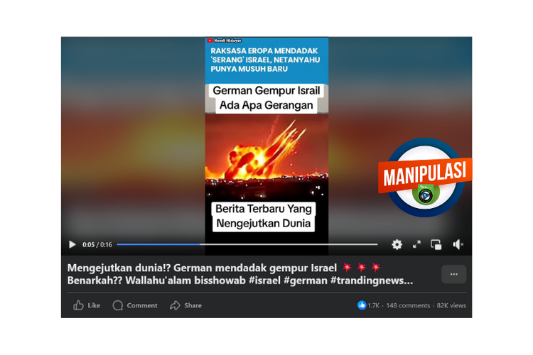 Hoaks, narasi Jerman melancarkan serangan mendadak ke Israel