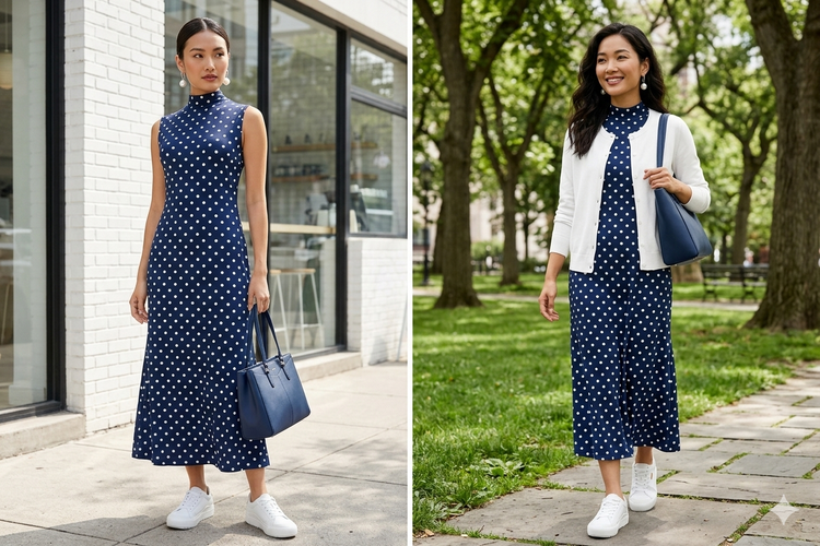 Ilustrasi mix and match sepatu kets putih.