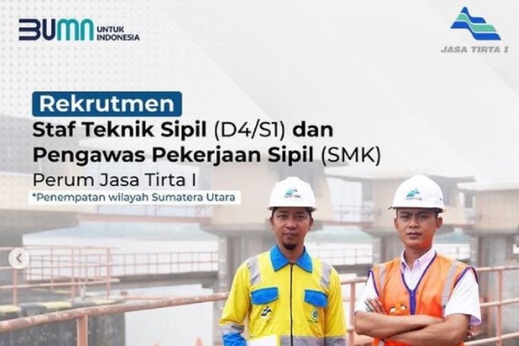 BUMN Perum Jasa Tirta 1 Buka Lowongan Lulusan SMK, D4, S1