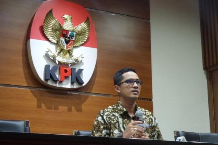 Juru Bicara KPK Febri Diansyah di Gedung KPK Jakarta, Selasa (14/3/2017).