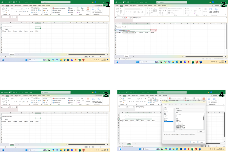 Ilustrasi buat tanggal otomatis  di excel