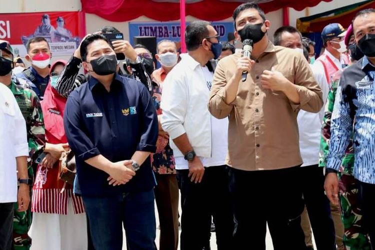 Sekitar 14 jam setelah diresmikan, tempat isolasi terpusat (isoter) terapung Covid-19 KM Bukit Raya ditinjau Menteri BUMN Erick Tohir, Menhub Budi Karya Sumadi, Dirut Pelindo 1, Prasetyo dan Wali Kota Medan Bobby Nasution, Sabtu (21/8/2021)