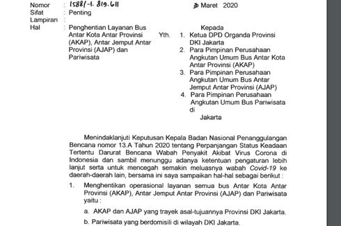 Dishub DKI Larang Bus Beroperasi, Pengusaha PO Bus Mengaku Belum Ada Sosialisasi