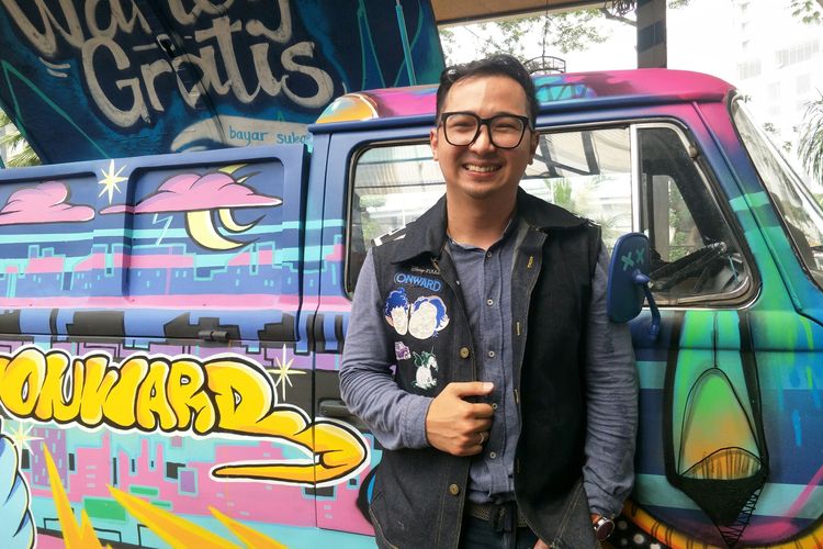 YouTuber Edho Zell usai menjadi bintang tamu di kawasan SCBD Sudirman, Jakarta Selatan, Rabu (4/3/2020)