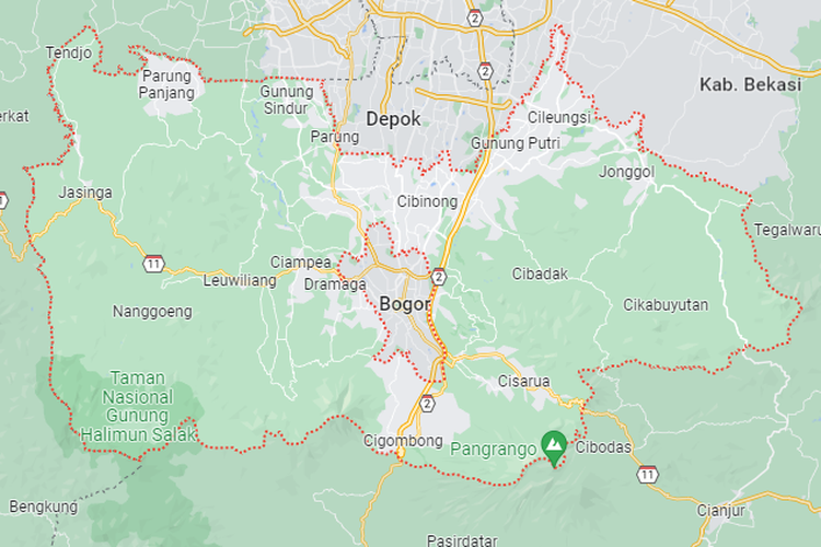 Peta Kabupaten Bogor, Jawa Barat