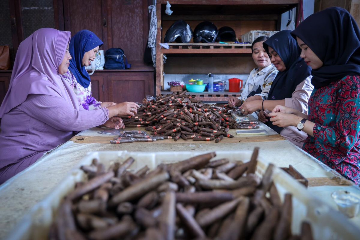 Pekerja di Pabrik Cerutu Rizona Baru, Temanggung, Jawa Tengah, Jumat (24/1/2025).