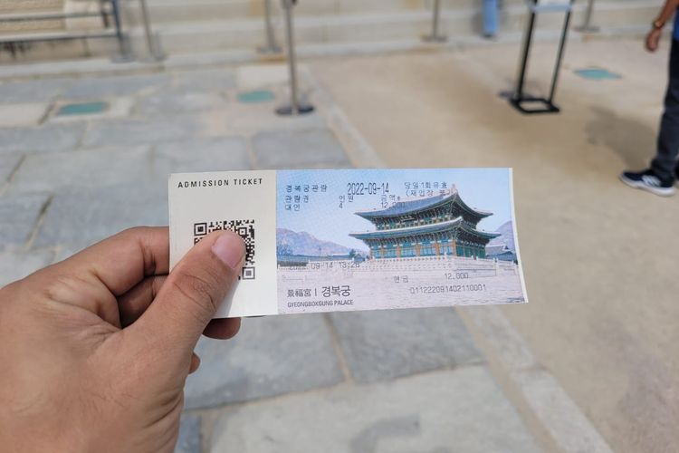 Tiket masuk Istana Gyeongbokgung di Korea Selatan.