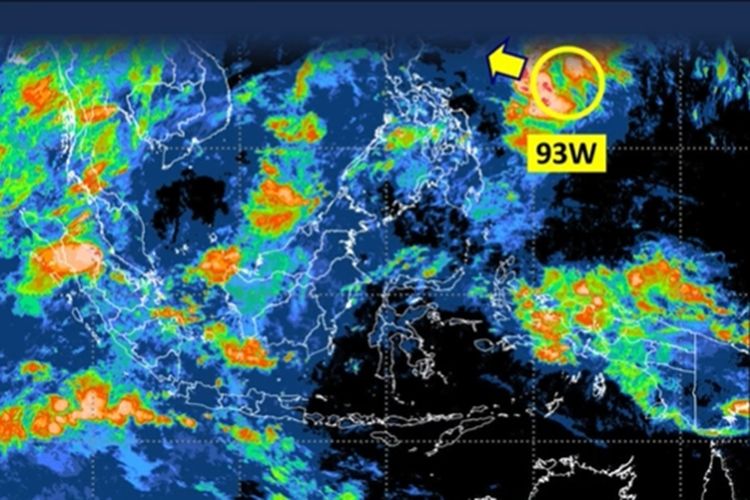 Citra Bibit Siklon Tropis 93W yang terpantau oleh BMKG, Rabu (1/10/2025) pukul 7.00 WIB. 