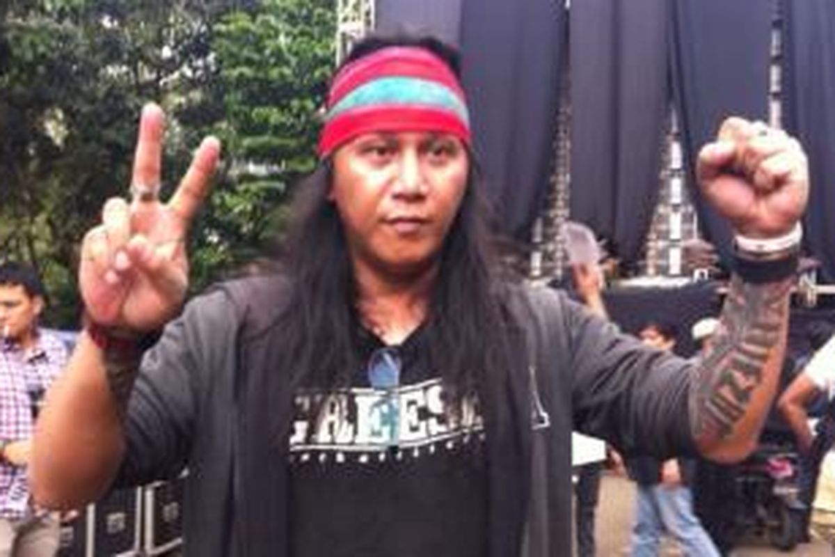 Roy Jeconiah hadir pada acara Revolusi Harmoni untuk Revolusi Mental, di Parkir Timur Senayan, Jakarta, Rabu (11/6/2014).