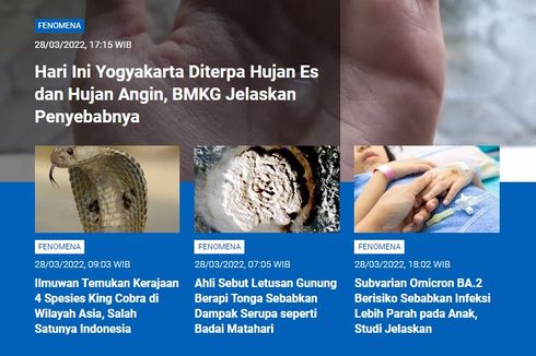[POPULER SAINS] Yogyakarta Diterpa Hujan Es | Kerajaan 4 Spesies King Cobra | Dampak Letusan Gunung Tonga Serupa Badai Matahari