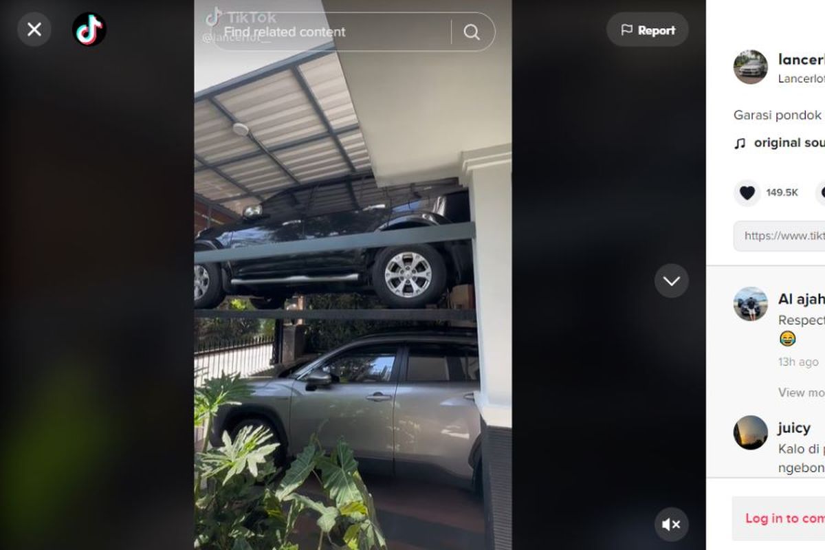 Garasi dengan parkir vertikal yang viral di TikTok