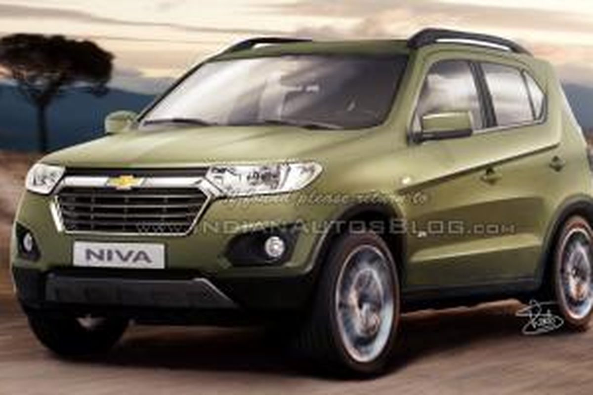 Rendeing Chevrolet Niva berdasarkan konsep yang pernah tampil di Moscow Auto Show 2014.