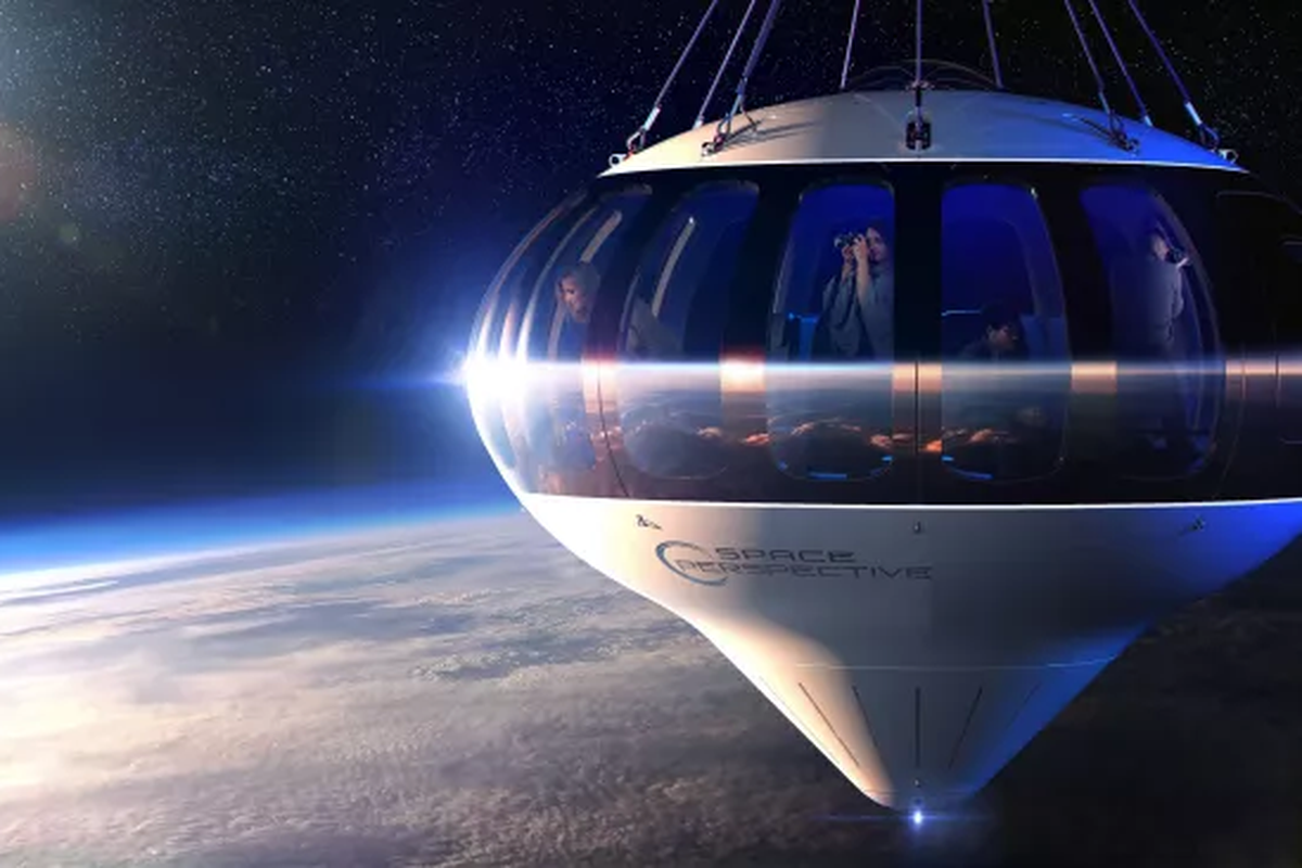 Ilustrasi Spaceship Neptunus, wahana wisata luar angkasa dengan balon udara yang akan uji coba awal tahun depan.