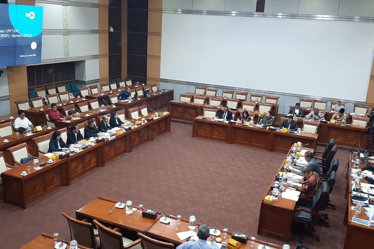 Komisi I DPR rapat dengan Dewas TVRI di DPR, Senayan, Jakarta, Selasa (21/1/2020).