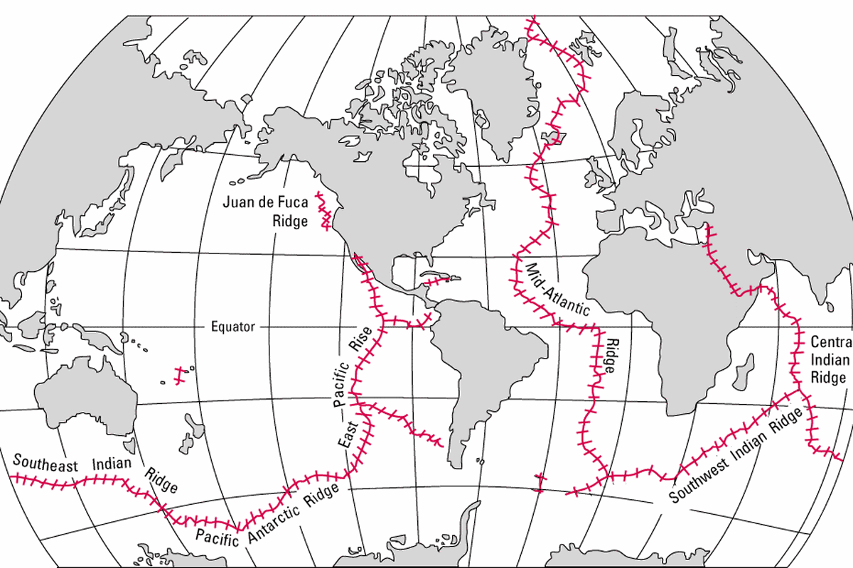Peta distribusi Mid Ocean Ridge