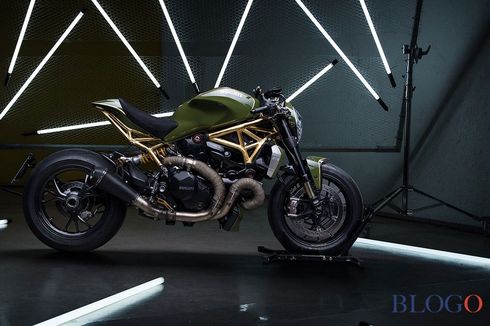 Modifikasi Mewah, Rangka Ducati Monster Dilapisi Emas